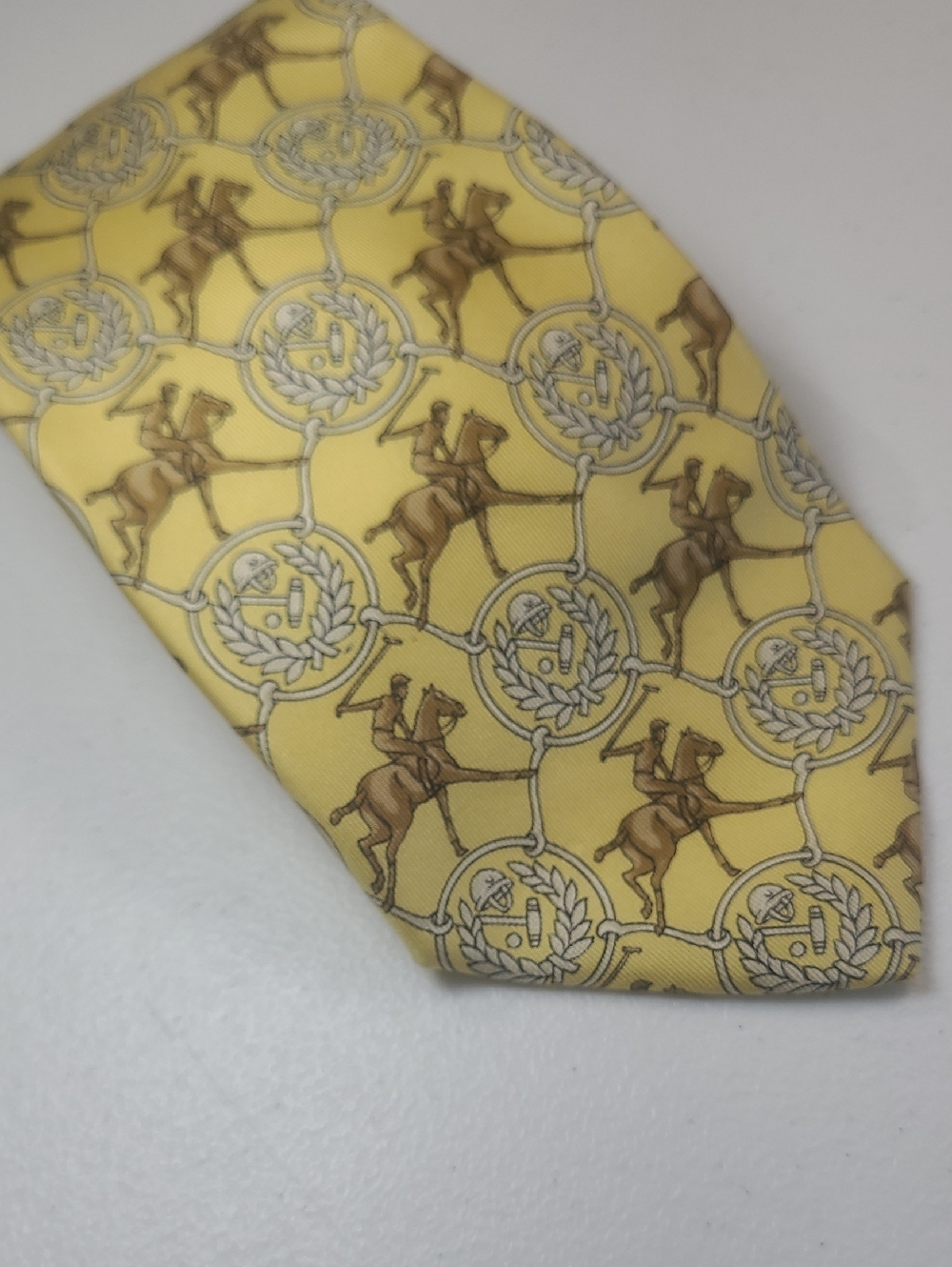 British House Classic Yellow Equestrian Pattern Men's Tie